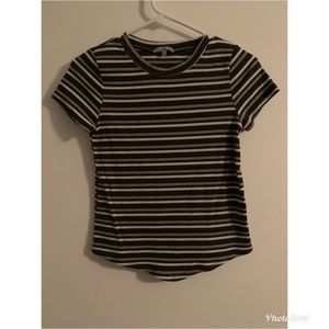 Charlotte Russe Green/White Striped T-Shirt